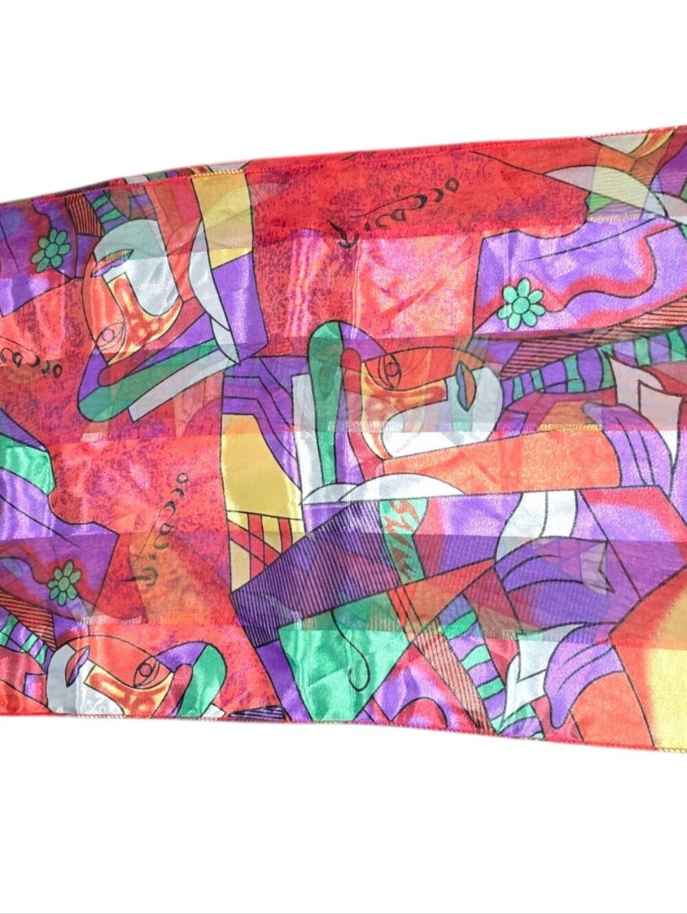 Vintage Picasso Multicolor Abstract Print Scarf - Picture 3 of 3